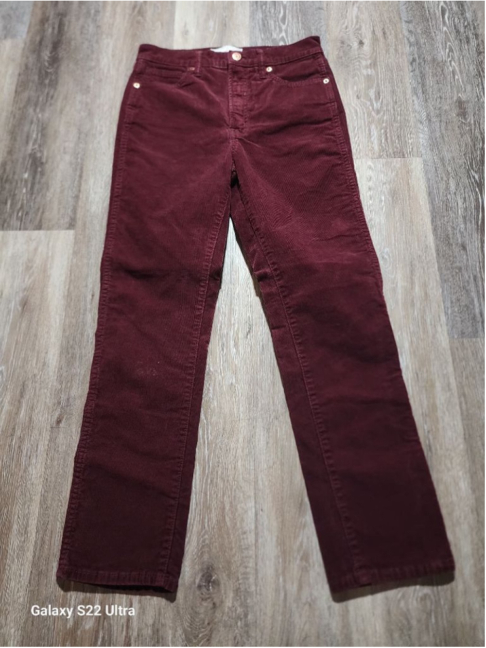 Women's GAP Burgundy Corduroy Vintage Slim High Rise Straight Leg Pants 27